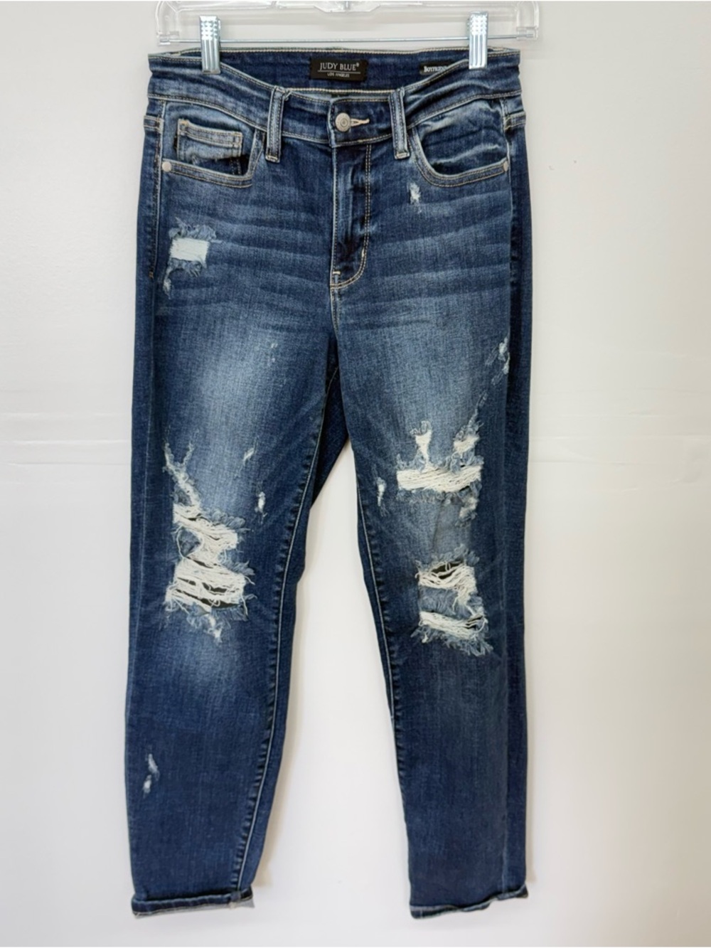 Judy Blue Women's Dark Blue Distressed Skinny Jeans M2